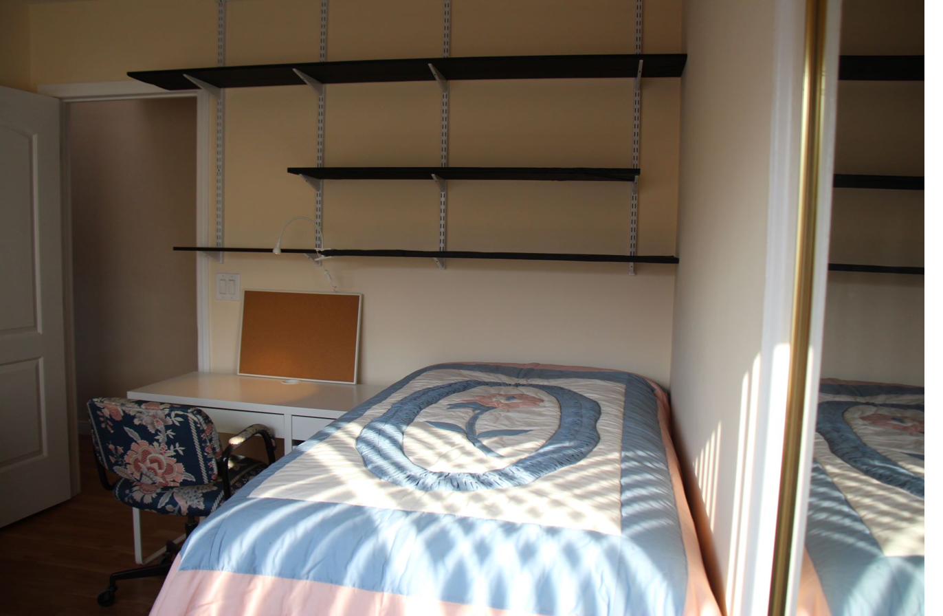 Furnished twin bed desk setup student housing near Cal State LA 90032