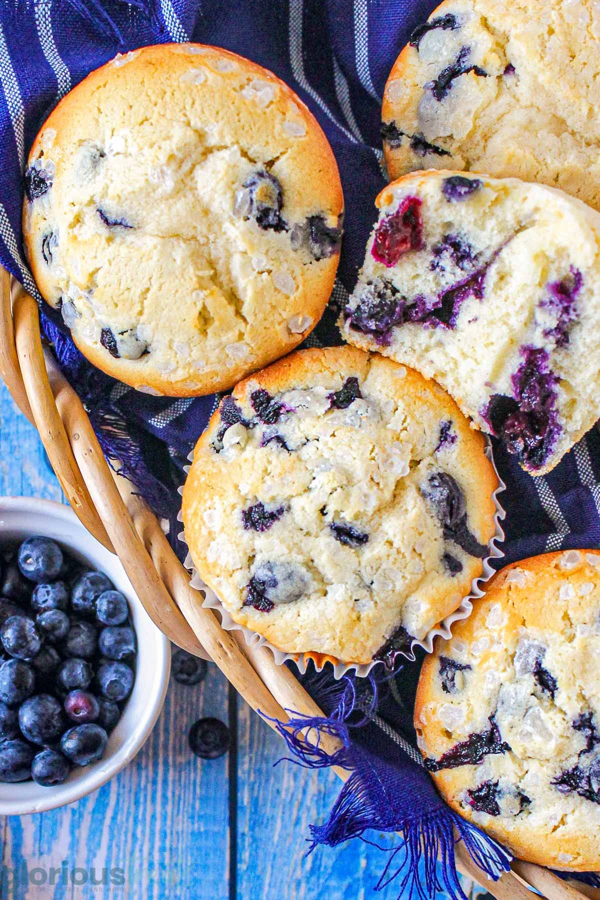 Freshly baked blueberry muffins
